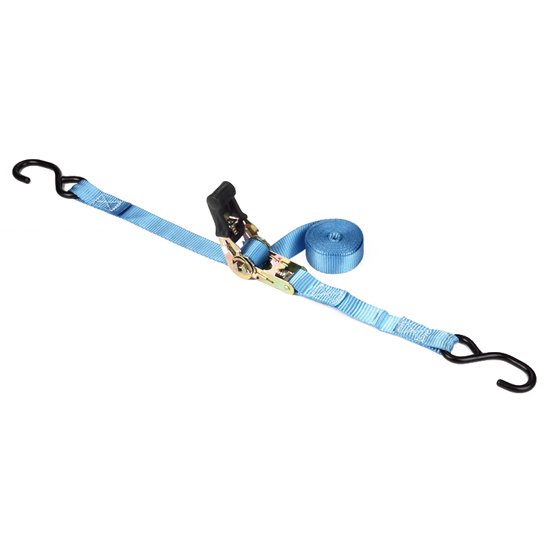 1インチ25mm 800kgラチェットのタイダウンストラップと黒いコーティングされたSフック